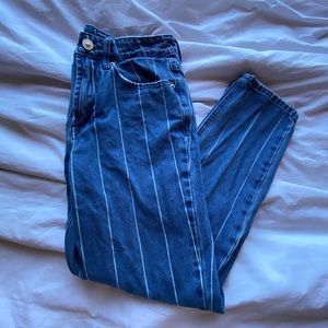 pinstripe denim jeans